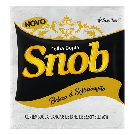 Guardanapo de Papel Folha Dupla Snob 32,5cm x 32,5cm Pacote 50 Unidades