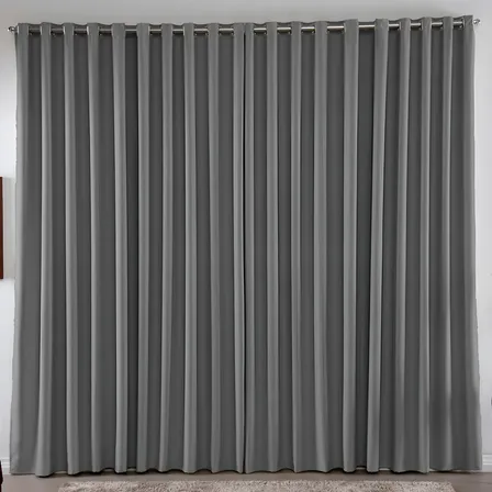 Cortina 3,00x2,50 Metros Blackout Blecaute Cinza Corta Luz Em Tecido Grosso Para Quarto E
