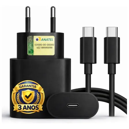 Carregador Turbo de Parede Boyu Cell com Cabo USB-C para Samsung e Motorola