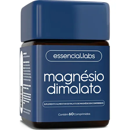 MAGNÉSIO DIMALATO - Fórmula 100% Pura com Máxima Concentração e Pureza - 60 Comprimidos