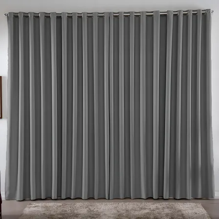 Cortina 3,00x2,80 Metros Blackout Blecaute Cinza Corta Luz Em Tecido Grosso Para Quarto E