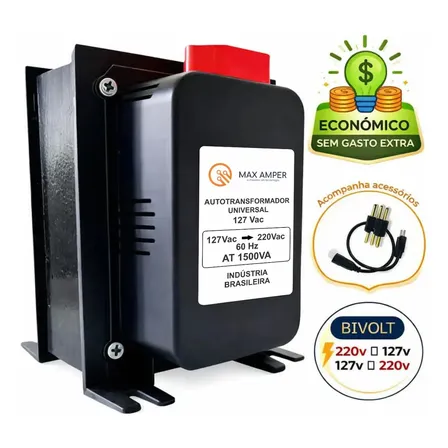 Auto Transformador 1500va 110v P/ 220v 220v P/ 110v Conversor Energia Max Amper