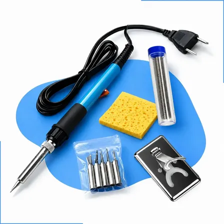Kit Ferro De Solda 60w Estanho Com Fluxo Regulagem Premium + Pontas Extras