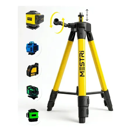 Tripe Nivel Laser Universal Amarelo Profissional Com Bolha Nivelamento Camera Manivela 1,0
