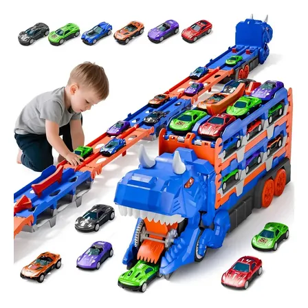 Caminhão Mibro Dinossauro Comendo Carros Brinquedo Com 6 Carros,Pode Engolir Carros Pequen