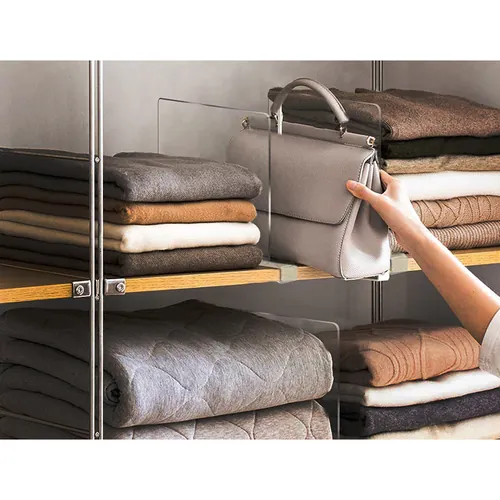 Organizador de armário de acrílico, divisórias de prateleira, conjunto de organizadores de armários, separadores de bolsas, organizador de quarto, divisória de acrílico transparente para prateleiras de madeira e organizador de roupas