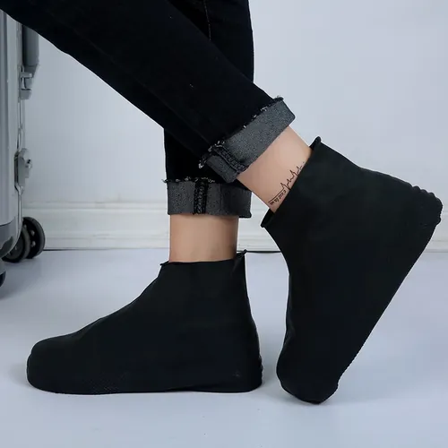 1 Par Capa Protetora De Sapatos/Botas De Chuva De Silicone Reutilizável Antiderrapante M Promoção