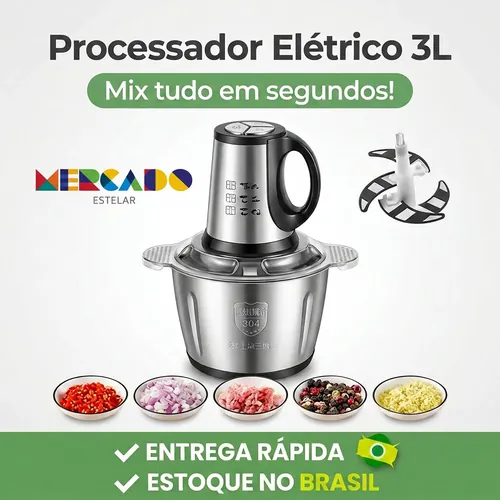3L Picador De Alimentos Moedor De Carne Mixer Elétrica Processador Cozinha Casa Alho - 110v-220v