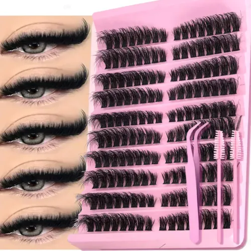 Conjunto de Cílios Postiços Longos Híbridos: Tipo D-Volume, 8-16mm, Natural & Fofos, Reutilizáveis