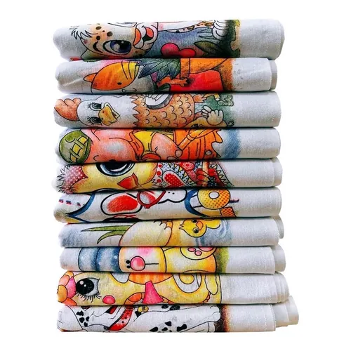 Pano De Prato Estampado Bainha Kit Com 10 Peças